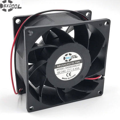 SXDOOL SXD8038B24H 80*80*38mm DC24V 0.45A 6000RPM 80CFM Axial Powerful Axial Cooling Fan