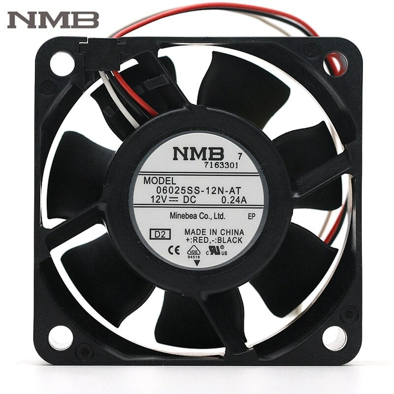 NMB 06025SS-12N-AT 6025 12V 0.24A 6cm Dual Ball Cooling Fan 23.3CFM 4700RPM