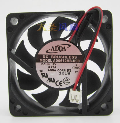 ADDA 6015 0.27A AD0612HB-D90 60*60*15MM 12V 2 Wire Cooling Fan