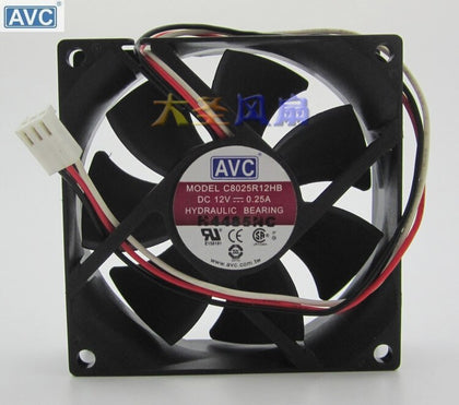 AVC C8025R12HB 8025 80mm DC 12V 0.25A Chassis Cooling Fan Motherboard 3P Plug