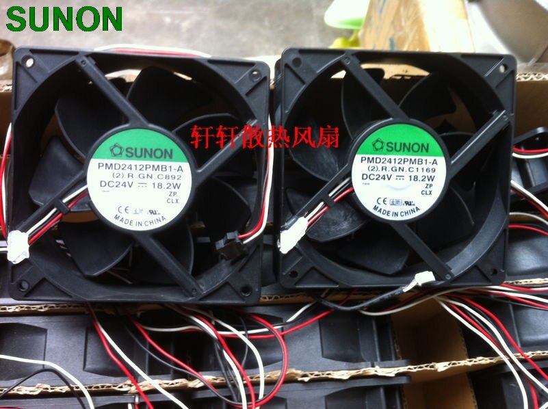 Sunon PMD2412PMB1-A 12CM Double Ball Bearing Fan 24v 18.2W Server Inverter Cooling Fan