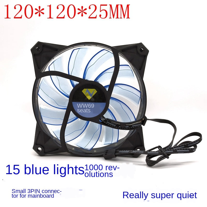 12025 Transparent Light-Emitting 12v 15 Blue Lights Computer Shadow Chassis Wind Fan