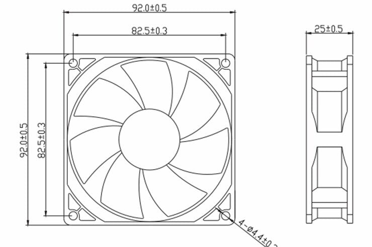 ADDA 9225 12V 0.45A AD0912UB-A7BGL Radiator 9CM 4-wire Cooling Fan